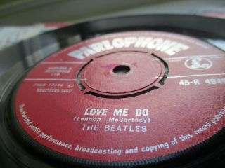Beatles Love Me Do 1962 Red Label Orig Plus Parlophone V/g Plus