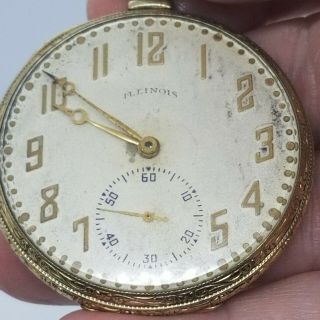 1923 Illinois 405 Aristocrat 12s 17j Art Deco Pocket Watch Gold Filled Open Face