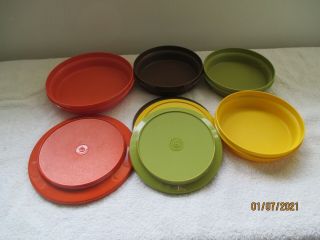 4 Tupperware Harvest Color Cereal Bowls W/lids