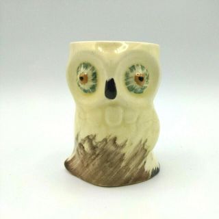 Vintage Owl Toothpick Holder Ceramic Porcelain Yellow Brown Green