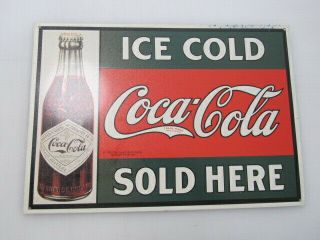 Coca Cola Metal Sign Ice Cold Here Vintage Coke Soda Pop Bottle