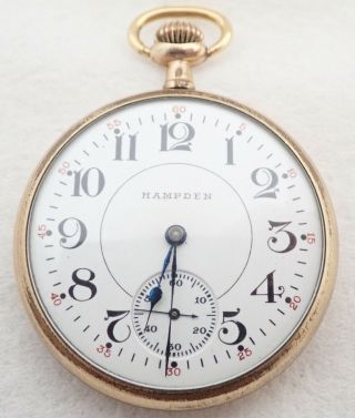 Antique 16s Hampden Grade 108 17 Jewel Gold Filled Pocket Watch