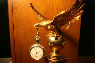 Antique Bronze Eagle Figural Pocket Watch Holder Stand Hutch Display France