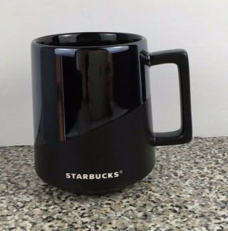 Starbucks 2017 Matte Black & Mirrored Ceramic Coffee Mug 14 Oz Cup 414ml