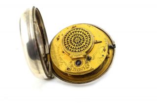 Antique Georgian Silver Pair Case Verge Fusee Pocket Watch 1809 Repair 2