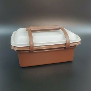 Vtg Tupperware Pack N Carry Lunch Box Ice Cream 1254 Brown & Almond 3 Piece