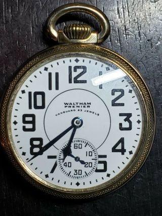 And Rare Waltham Vanguard Premier 16 Size,  23 Jewel Pocket Watch