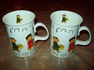 Set Of 2 Harrods Knightsbridge Fine Bone China 11oz Coffee Mugs Tea Cups Bears