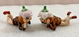 Vintage Pixie Elves Salt & Pepper Shakers Figures Set Made In Japan 4 " L