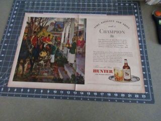 1946 Hunter Fine Blended Whiskey,  2 Page Print Ad - Hunter Stirrup Cup