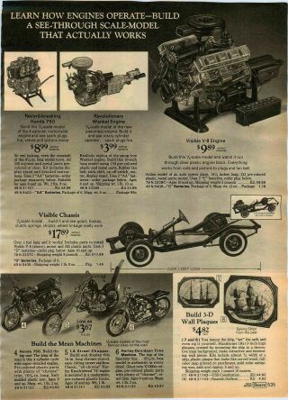 1972 Advert Toy Model Motorcycles Honda 750 La Sreet Chopper Harley Davidson