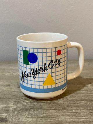 York City 1985 Graph Rainbow Color Shapes Coffee Mug Cup Vintage Retro 80 