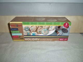 Set Of (3) Nordic Ware " Holiday Cast Cookie Stamps " In The Box