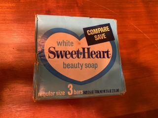 Vintage White Sweet Heart Beauty Soap - 3 Bars Each 3.  25 Oz.