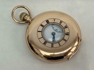 J W Benson Solid 9 Carat Gold Half Hunter Gents Pocket Watch.  London 1925 6