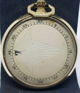 Breguet Antique Cubist Jump Wandering Hour 1822 Art Deco 18k Gold Pocket Watch