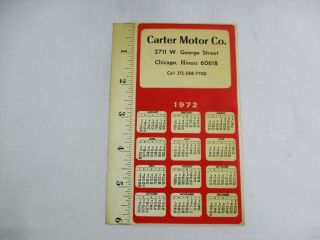 Vtg.  1972 Carter Motor Co.  Chicago Calendar First Aid Advertising Sticker/decal