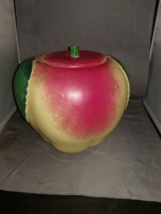 Hull Pottery Vintage 1940’s Cookie Jar Blushing Apple Large,  Great Matte Patina