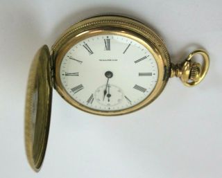 Antique Waltham " Safety Barrel " Pocket Watch W/25 Year Gf Hunter Case