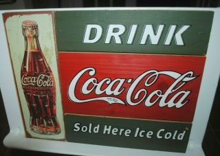 Coca - Cola Wood Wall Sign,  16x12.  5 ",  Vintage - Look,  Painted Wood,  Official Merch.