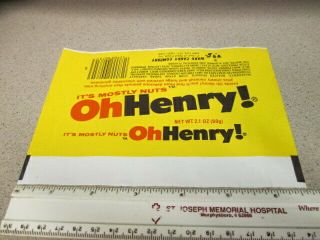 Williamson Candy Bar Company 1970s Oh Henry Wrapper Ward Foods 2.  1oz