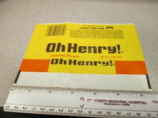 Williamson Candy Bar Company 1970s Oh Henry Wrapper Ward Johnston 1.  8oz