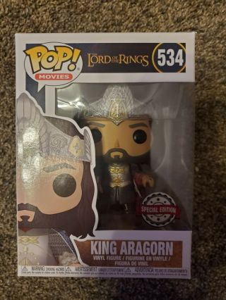 Funko Pop Movies Lord Of The Rings King Aragorn 534 Special Edition Sticker