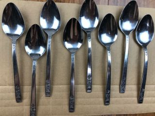 8 Imperial International Young Rose Tea Spoons 7 - 1/4” Stainless