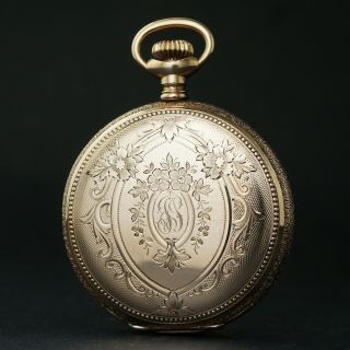 1902 Elgin Gold Filled 12 Size 15j Hunter Case Fancy Engraved Pocket Watch,  Nr