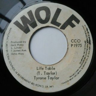 1975 Roots Reggae Dub - Life Table - Tyrone Taylor - Wolf 7 " Jack Ruby Soundclip