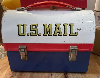 1969 Mr.  Zip U.  S.  Mail Vintage Aladdin Dome Metal Lunch Box 60s Tin Usps Mailman