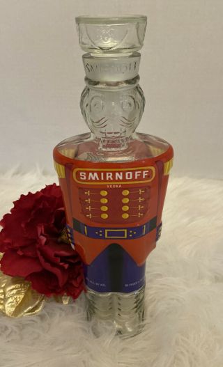 Smirnoff Vodka Toy Soldier Nutcracker Glass Bottle Empty 1998 Collector 12”