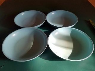 Vintage Boonton Ware 4 Cereal Soup Bowls 3308 7 3/4 " Blue/green Made In Usa