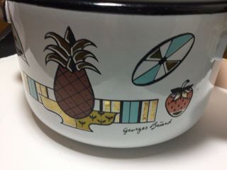 Vtg Georges Briard 2 Quart Enamel Covered Pot Pan Lid Mid Century Pineapple 3