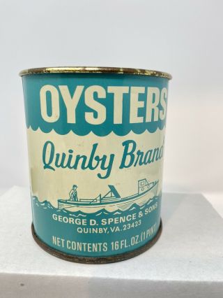 George D.  Spence & Sons Oysters Quinby Brand Virginia Oyster Pint Tin Can Va.  612