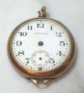 Vintage Antique Waltham Gold Filled 7 Jewels 1900 Ladies Pocket Watch For Repair