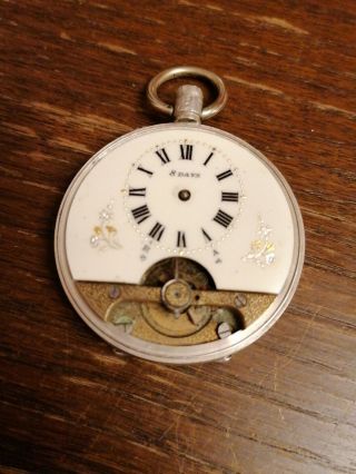 Partial Swiss Silver Hebdomas 8 Days Pocket Watch With Micro Regulator 47mm
