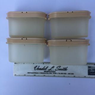Vintage Tupperware Spice Set - 4 Small Containers With Beige Lids Modular Mates