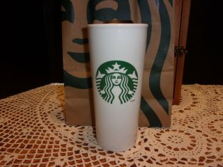 Starbucks Green Mermaid Logo Ceramic Travel Mug 16 Oz White Tumbler 2016 Tall