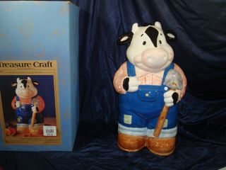 Hank Holstein The Counrty Cow Cookie Jar Treasure Craft W/box Vintage Cookies