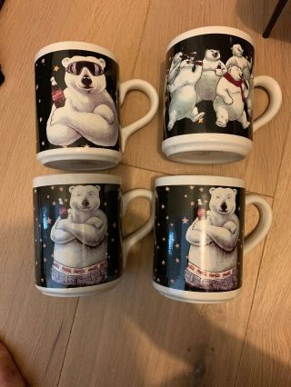 Coca Cola Polar Bear Mugs Set Of 4