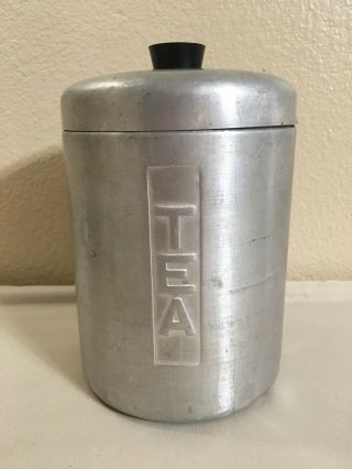Vintage Spun Aluminum Tea Lidded Canister Tin Made In Italy Mid Century Modern
