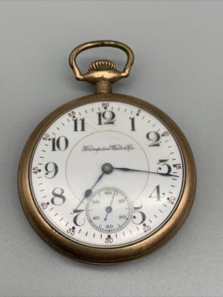 Vintage Hampden Watch Co.  Gf Wm Mckinley 17j 16s Open Face Pocket Watch 1915