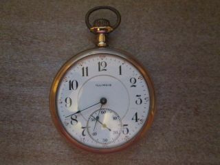 1916 Illinois Pocket Watch 20 Yr Gold Filled Case - 17 Jewel - Double Roller
