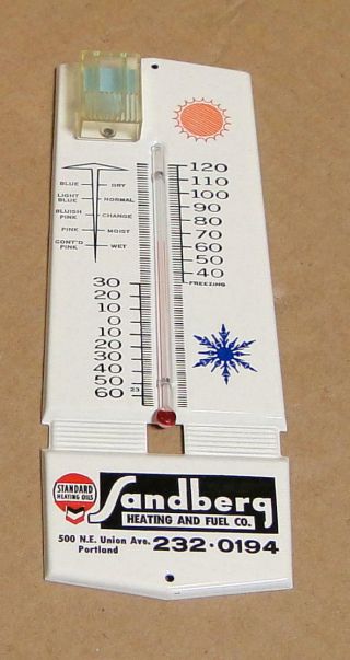 Vintage Standard Heating Oils Thermometer W/humidity Sensor,  Sandberg Heating