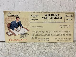 Wilbert Burial Vault - Vaultgram - Front Royal,  Va Ad Coffin Death Vintage