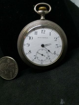 Vintage Seth Thomas Pocket Watch W/ Sterling Silver Case; 7 Jewels Non Running