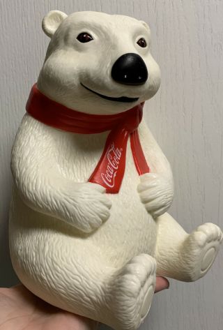 Coca Cola Coke Polar Bear Piggy Bank The Snack Factory Vintage 1995 8 In Tall