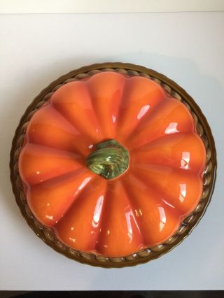 12” Ceramic Pumpkin Pie Plate With Lid