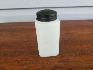 Vintage Tipp USA Milk Glass Cat Tail Flour Shaker with Black Lid 3